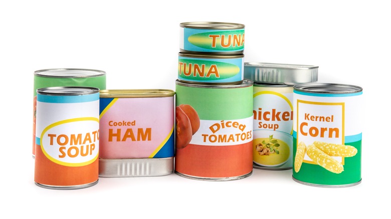 a selection of generic canned food