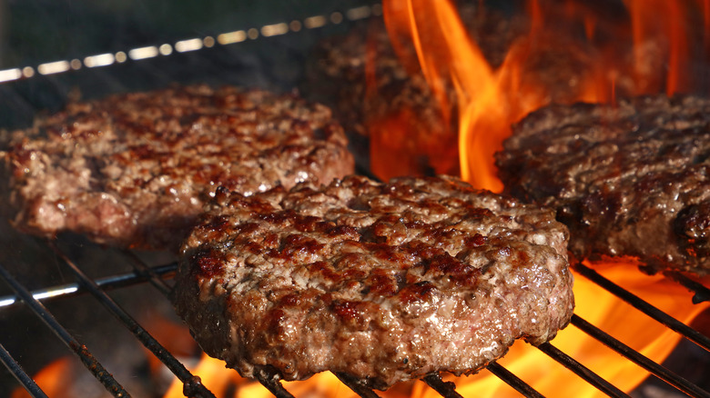 Burger patties on grill