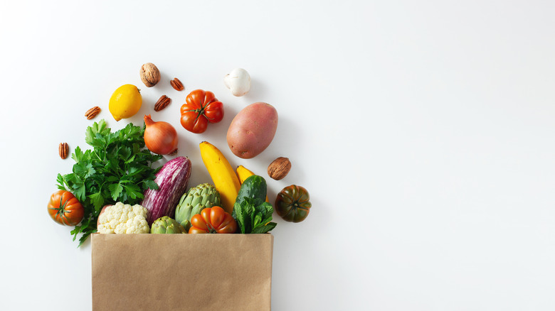 grocery bag of fruits and vegetables