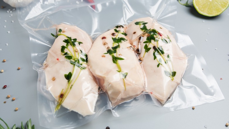 vacuum sealed sous vide chicken breasts