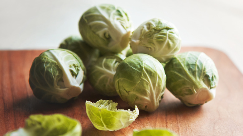 Brussels sprouts on cutting board