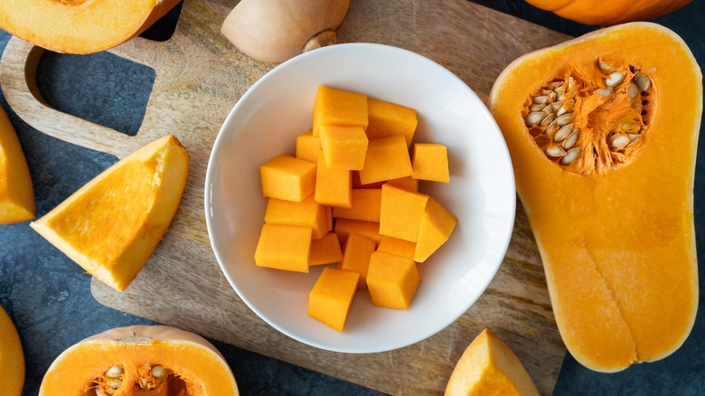 Bowl of cubed butternut squash