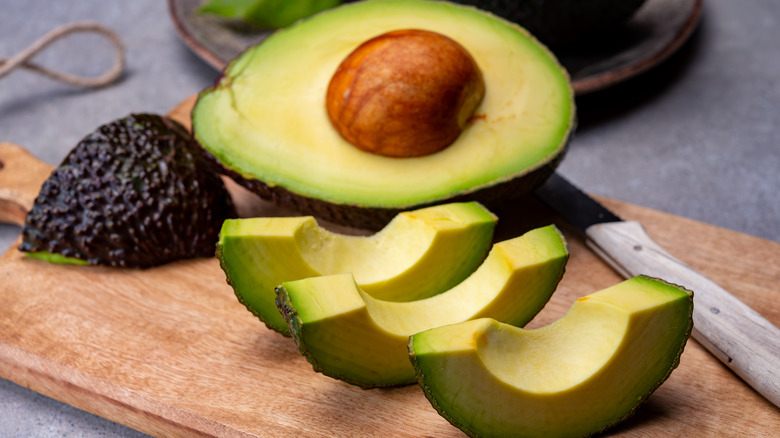 avocado on cutting board sliced