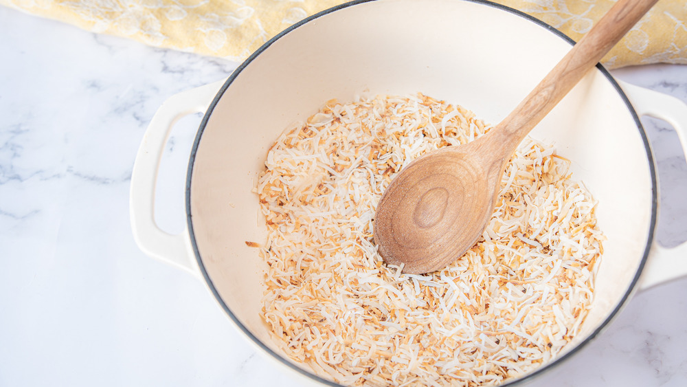 toasting coconut on the stovetop