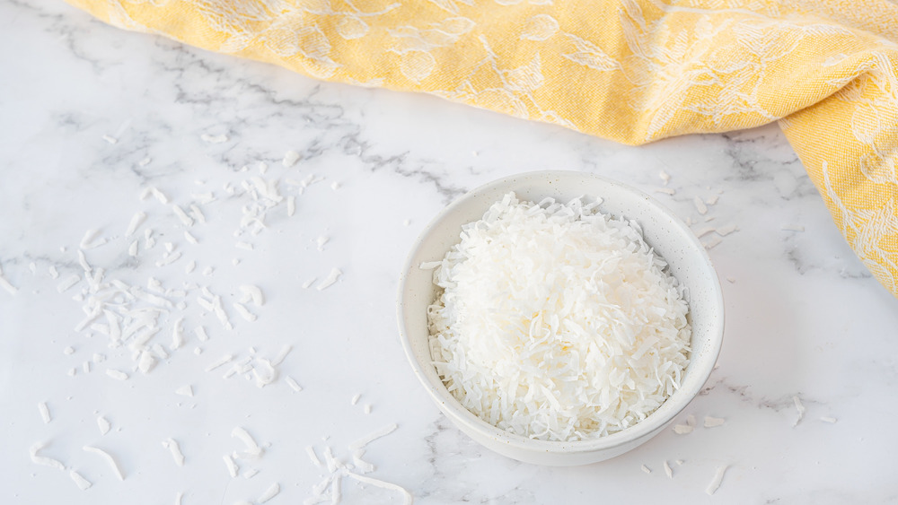 bowl of shredded coconut 