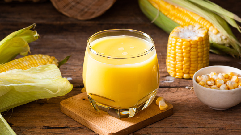 Glass of corn juice