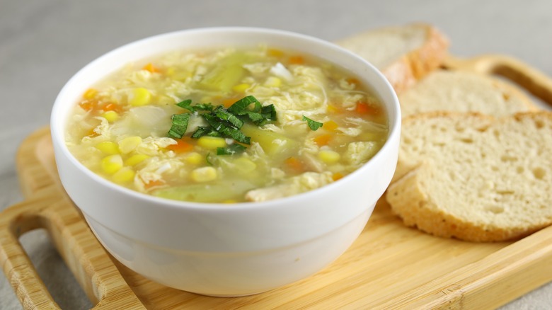 egg drop soup thicken with whisked eggs