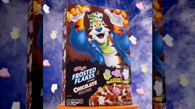 Tony the Tiger lon spooky marshmallow Frosted Flakes box