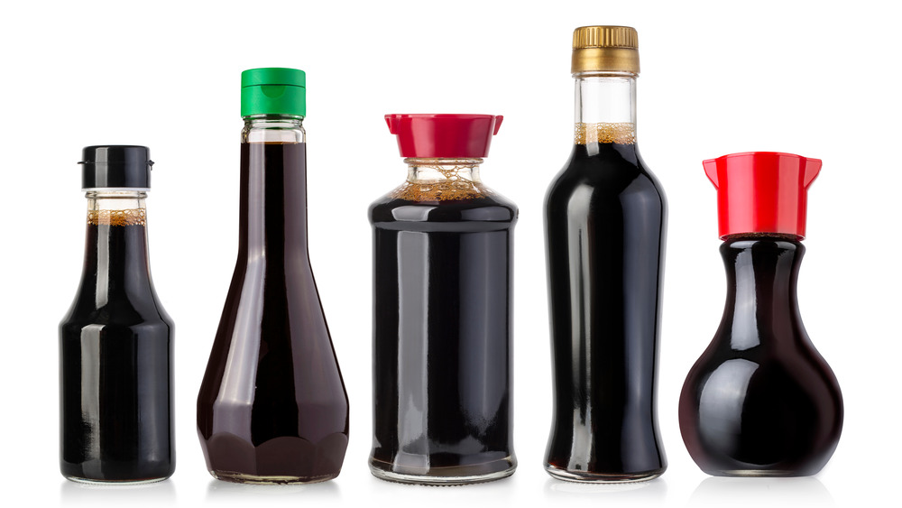 Five different styles of soy sauce bottles