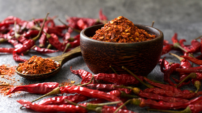 A bowl of ground paprika