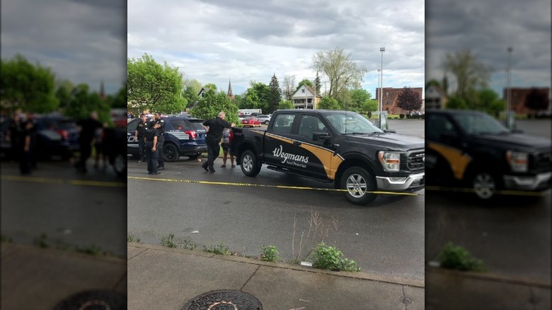 Wegmans handing out water in parking lot