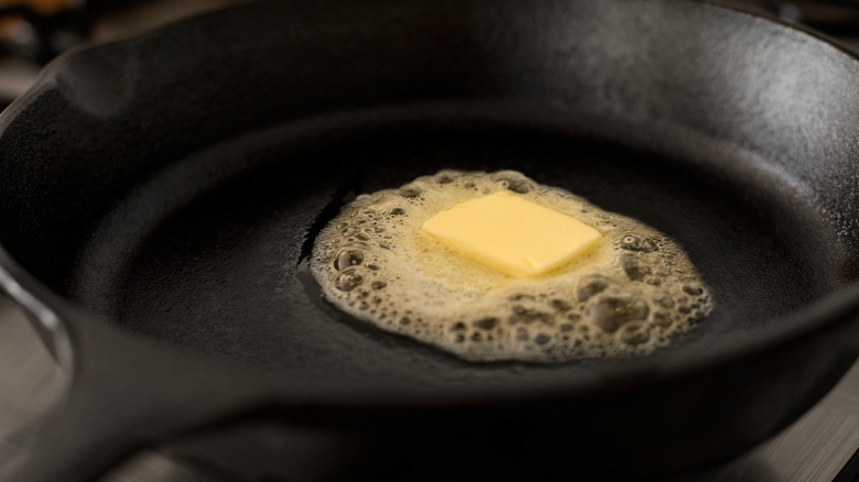 Butter in cast iron pan