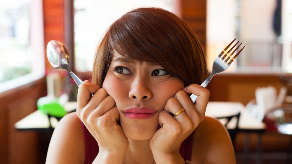 Hungry woman wants her order delivered