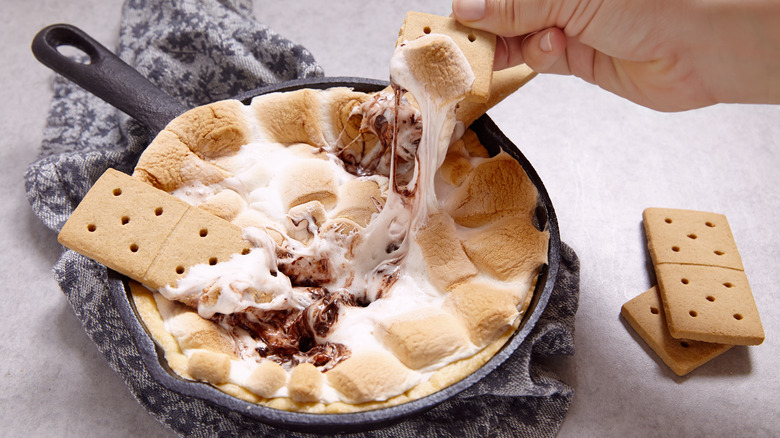 S'mores dessert in cast iron pan