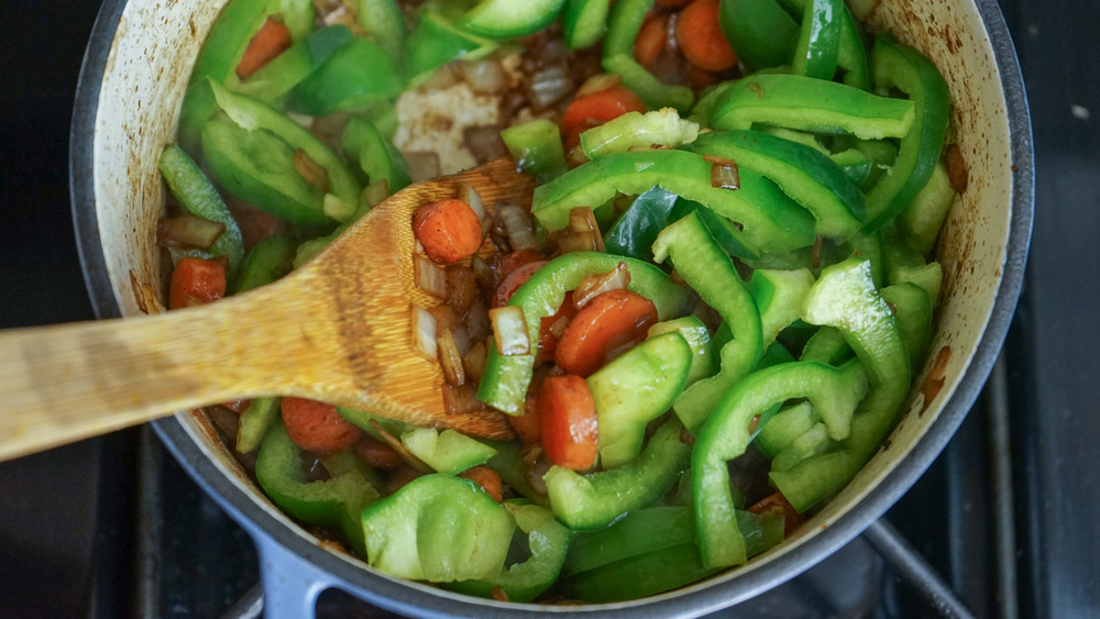 sauteeing veggies pepper