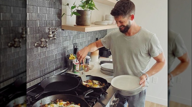 Hunter March making breakfast skillets