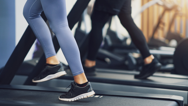 working out on treadmills