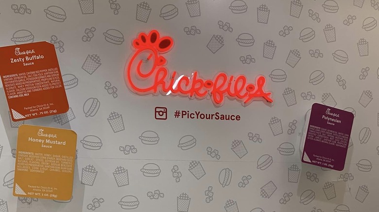 Chick-fil-A sauce photo wall