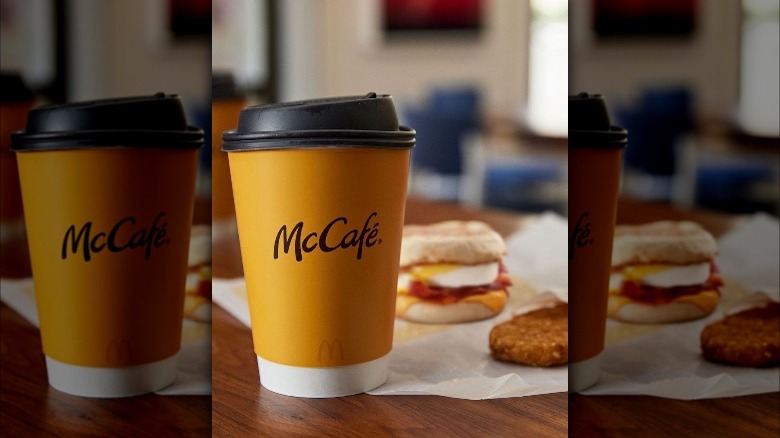 McCafé coffee with breakfast foods