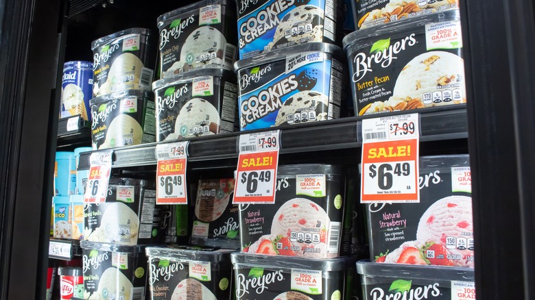 shelves of breyers ice cream