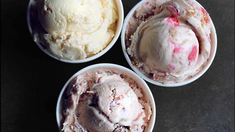 three dishes of Owowcow ice cream