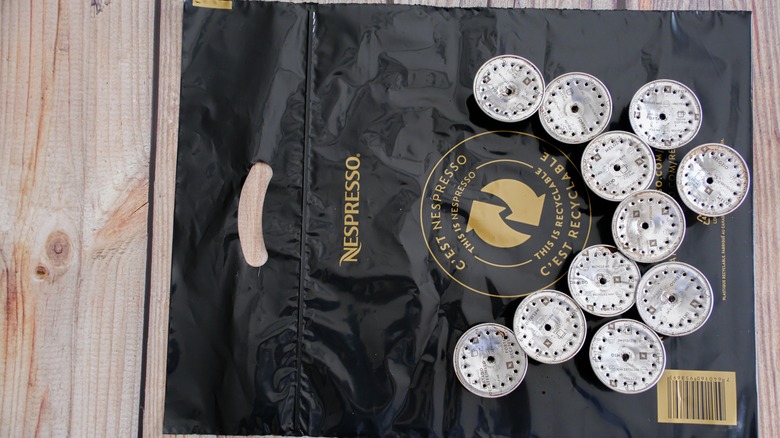 Nespresso pods with recycling bag