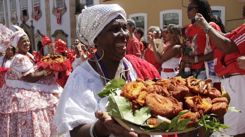 Bahian woman selling acaraje at festival