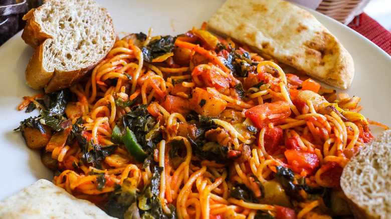 Desta Ethiopian Kitchen spaghetti with vegetables