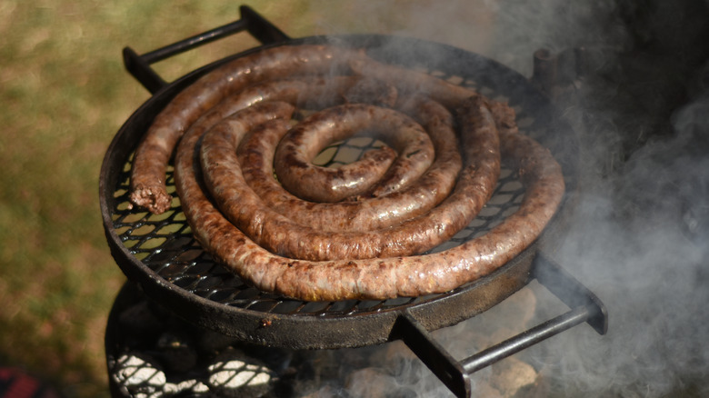 Boerewors on a smoking grill