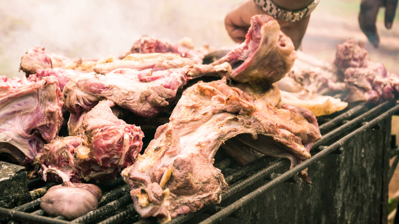 nyama choma cooking on grill