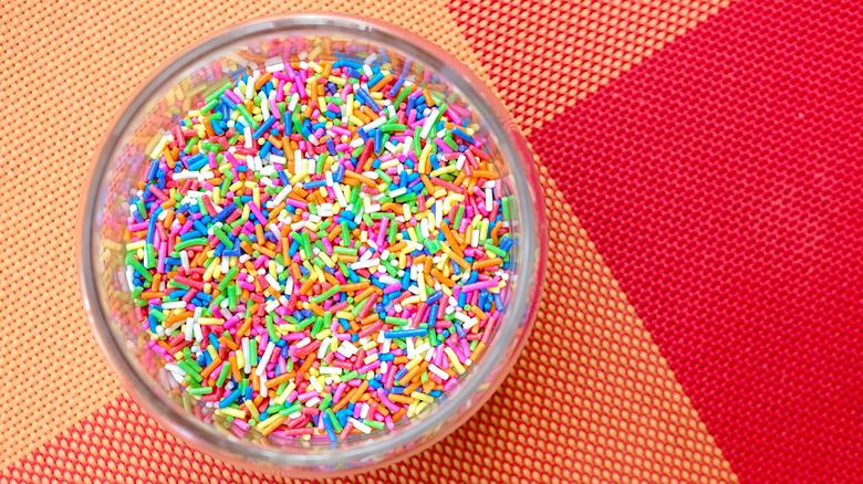 Bowl of rainbow sprinkles