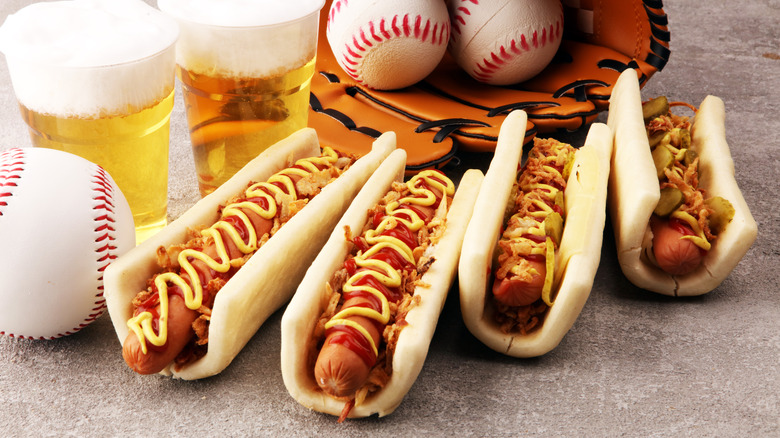 Hot dogs at a baseball game 