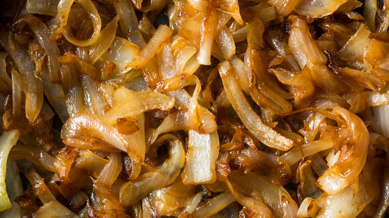 Close-up of caramelized onions