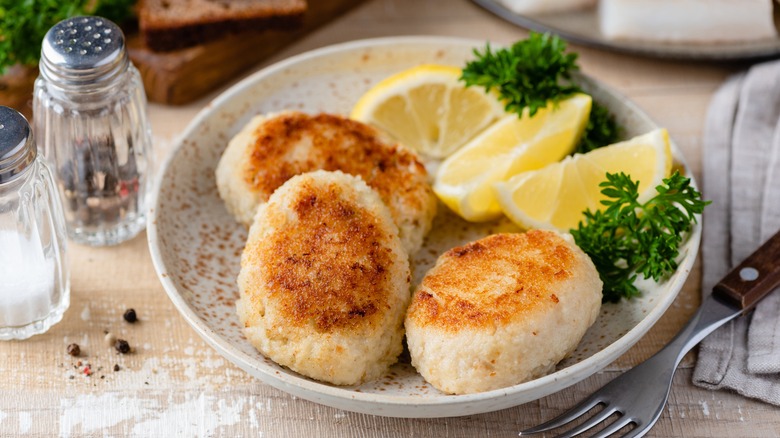 Bowl of panko fish patties