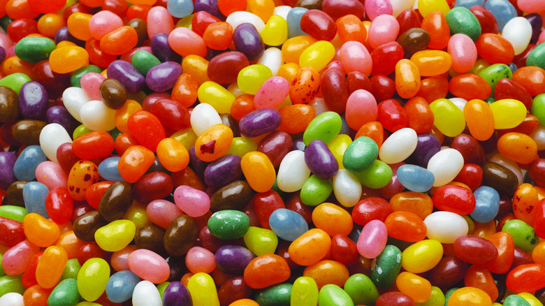 Stacked multicolored jelly beans