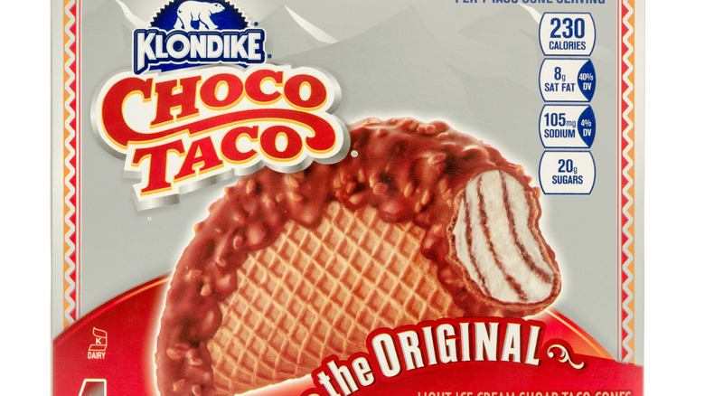 Close up of a box of Choco Tacos