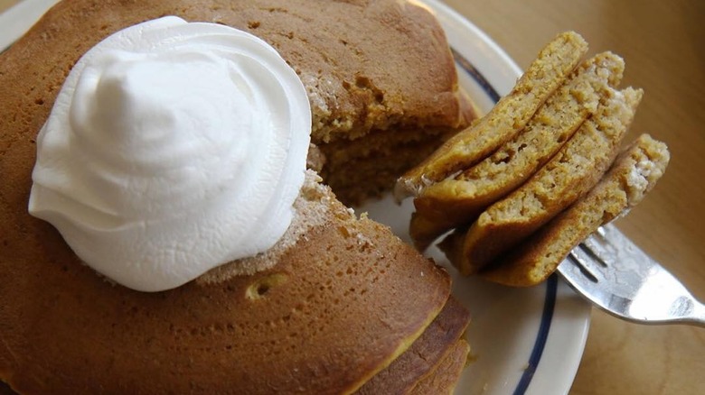 forkful of pumpkin pancakes