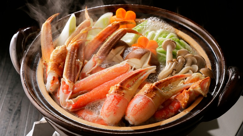 Fresh crab in a hot pot