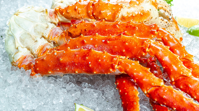 crab legs on ice