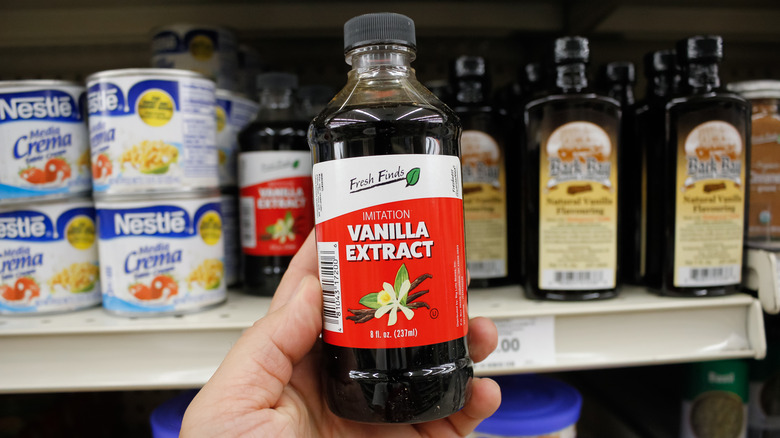 bottle of imitation vanilla extract