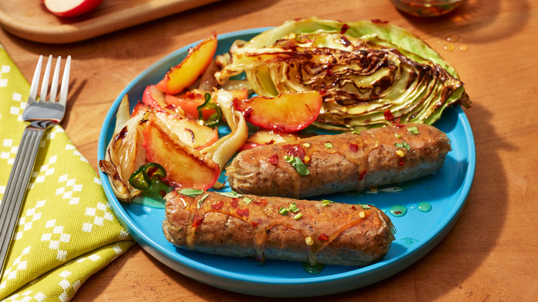 Impossible Brats and cabbage on a plate