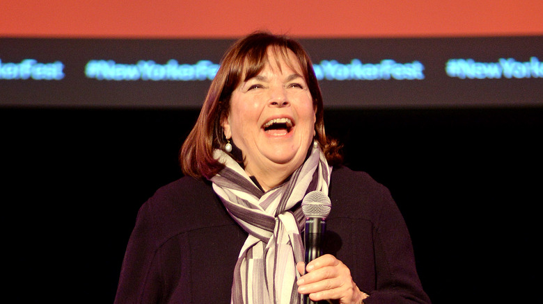 Ina Garten talks into microphone