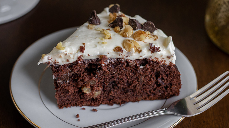 slice of chocolate banana cake