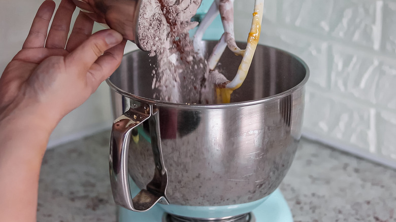 flour mixture poured into bowl