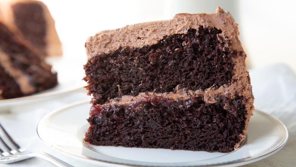 Ina Garten's chocolate cake with a twist slice