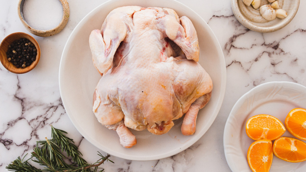 prepping a chicken