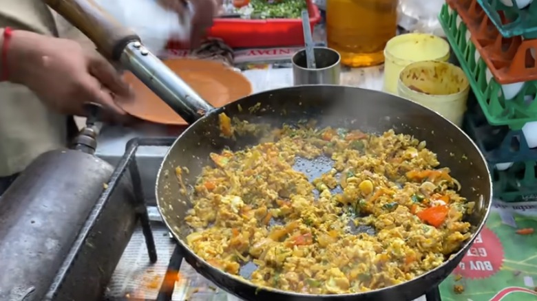 egg bhurji cooking in skillet