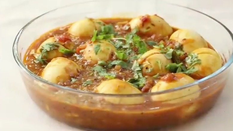 Andhra egg curry in bowl