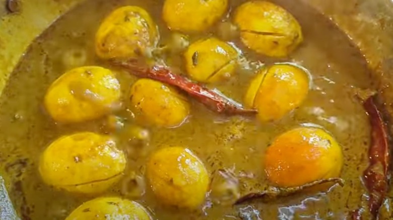 egg curry simmering