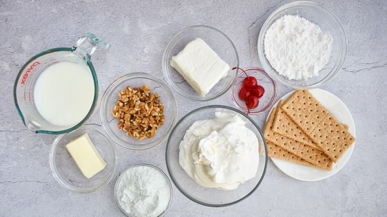 ingredients for individual pistachio torte dessert